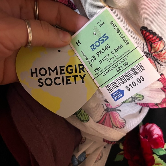 butterfly see through long sleeves blouse XL - Picture 2 of 2